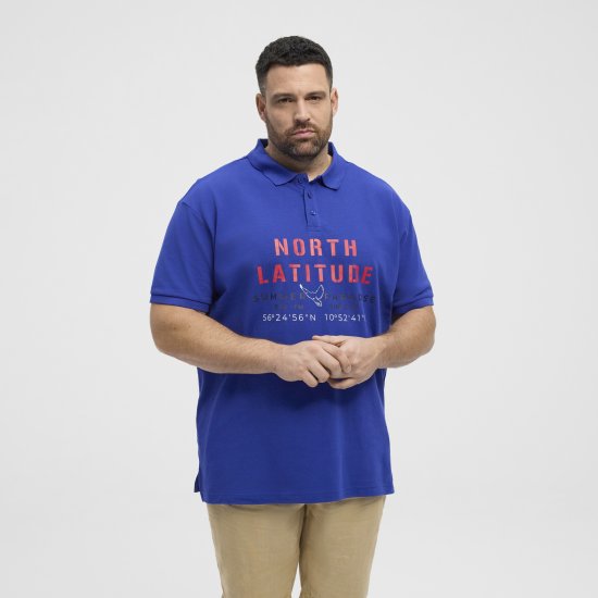 North Latitude Polo Pique Print Short Sleeve Cobalt Blue - Polokošile - Polokošile 2XL-8XL - Trička s límečkem 2XL-8XL