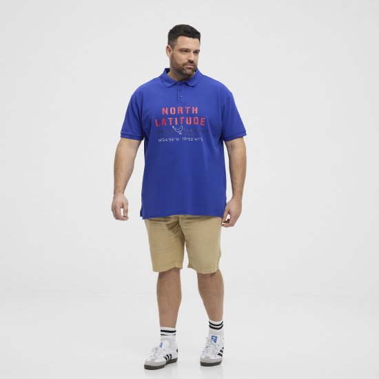 North Latitude Polo Pique Print Short Sleeve Cobalt Blue - Polokošile - Polokošile 2XL-8XL - Trička s límečkem 2XL-8XL