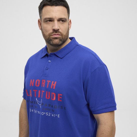 North Latitude Polo Pique Print Short Sleeve Cobalt Blue - Polokošile - Polokošile 2XL-8XL - Trička s límečkem 2XL-8XL