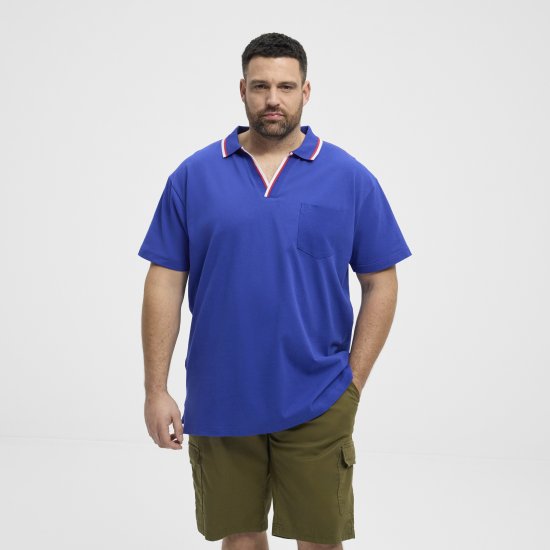 North Latitude Polo Pique V-Neck Blue - Polokošile - Polokošile 2XL-8XL - Trička s límečkem 2XL-8XL