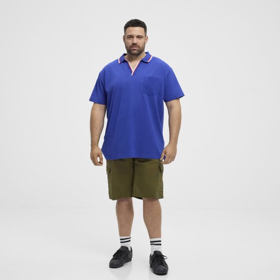 North Latitude Polo Pique V-Neck Blue - Polokošile - Polokošile 2XL-8XL - Trička s límečkem 2XL-8XL