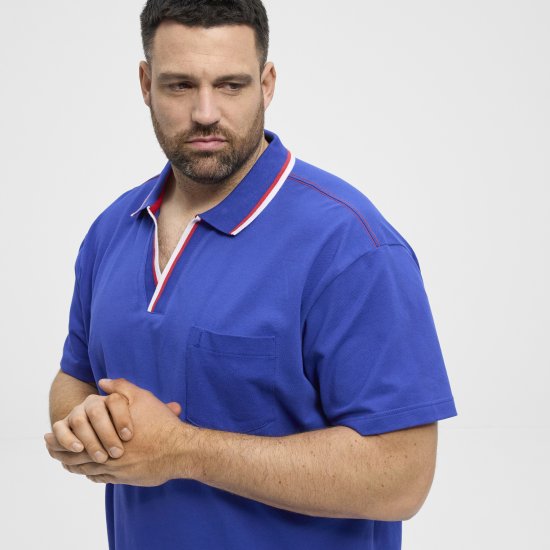 North Latitude Polo Pique V-Neck Blue - Polokošile - Polokošile 2XL-8XL - Trička s límečkem 2XL-8XL