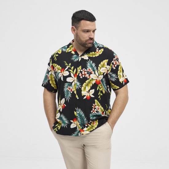 North Latitude Shirt Short Sleeve Printed Allover Black - Košile - Košile 2XL-10XL
