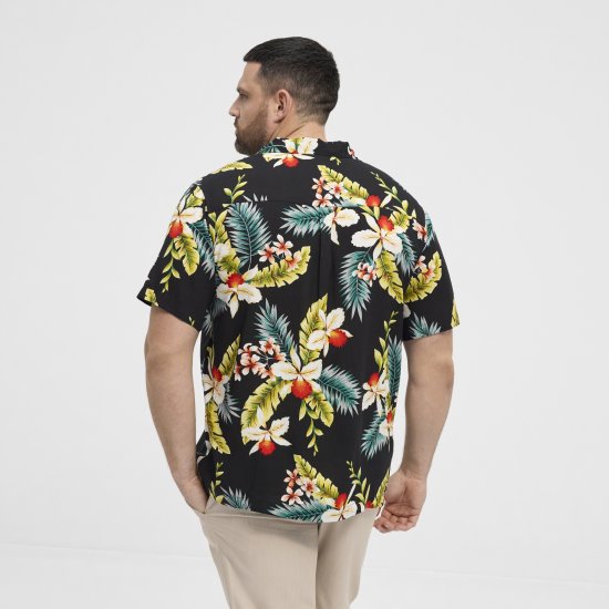 North Latitude Shirt Short Sleeve Printed Allover Black - Košile - Košile 2XL-10XL