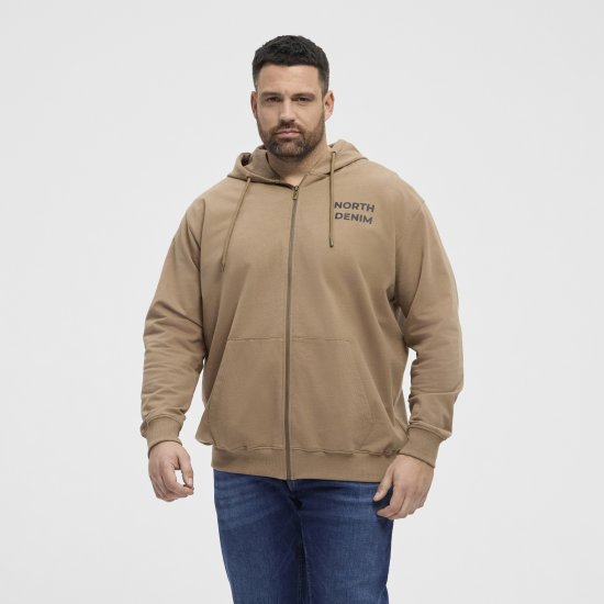 North Latitude Hoodie with Zipper Dark Sand - Mikiny & mikiny s kapucí - Mikiny & Mikiny s kapucí 2XL-12XL