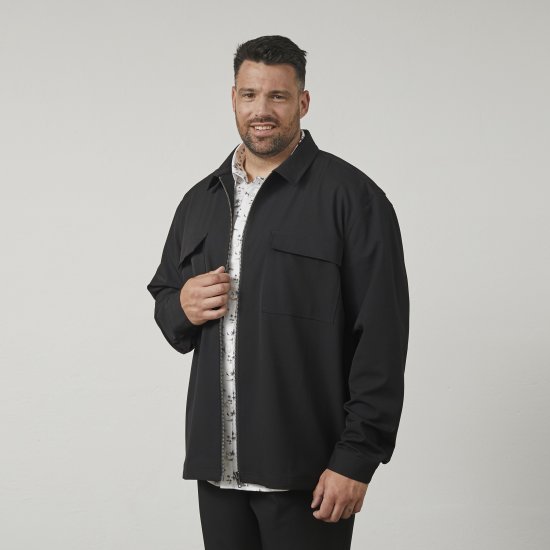 North Latitude 61106 Košilová Bunda V Oblekovém Stylu S Celopropínacím Zipem Černá - Bundy - Bundy Nadměrné Velikosti - 2XL-8XL