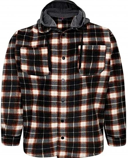 Espionage Fleece Shirt Jacket with Removable Hood Black - Bundy - Bundy Nadměrné Velikosti - 2XL-8XL