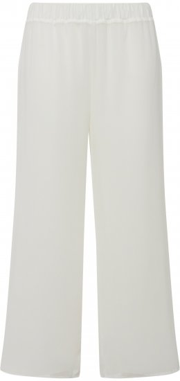 Ulla Popken Layered Chiffon Wide Leg Pants White - Džíny & Kalhoty ve Velkých Velikostech – Plus Size - 