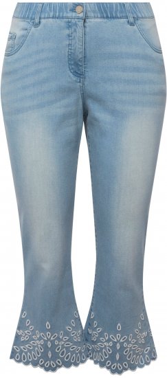 Ulla Popken Cropped Flared Eyelet Jeans Light Blue - Džíny & Kalhoty ve Velkých Velikostech – Plus Size - 