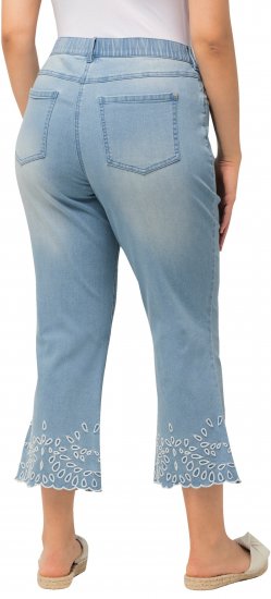Ulla Popken Cropped Flared Eyelet Jeans Light Blue - Džíny & Kalhoty ve Velkých Velikostech – Plus Size - 