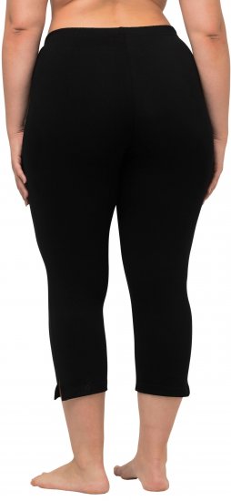 Ulla Popken Basic Stretch Knit Capris Black - Džíny & Kalhoty ve Velkých Velikostech – Plus Size - 
