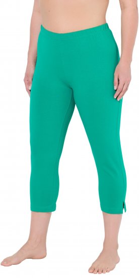 Ulla Popken Basic Stretch Knit Capris Green - Džíny & Kalhoty ve Velkých Velikostech – Plus Size - 