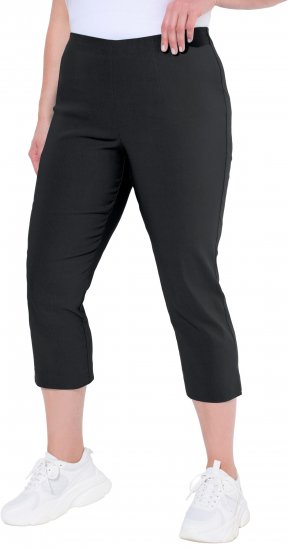 Ulla Popken Stretch Basic Bengaline Capri Pants Black - Džíny & Kalhoty ve Velkých Velikostech – Plus Size - 
