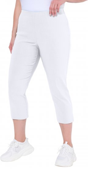 Ulla Popken Stretch Basic Bengaline Capri Pants Snow White - Džíny & Kalhoty ve Velkých Velikostech – Plus Size - 
