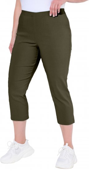 Ulla Popken Stretch Basic Bengaline Capri Pants Forest Forest Green - Džíny & Kalhoty ve Velkých Velikostech – Plus Size - 