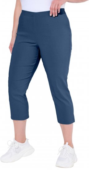 Ulla Popken Stretch Basic Bengaline Capri Pants Denim Blue - Džíny & Kalhoty ve Velkých Velikostech – Plus Size - 
