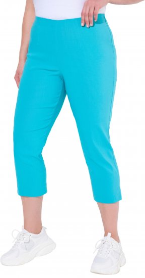 Ulla Popken Stretch Basic Bengaline Capri Pants Deep Aqua - Džíny & Kalhoty ve Velkých Velikostech – Plus Size - 