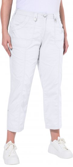 Ulla Popken Roll Tab Hem Stretch Cargo Pants White - Džíny & Kalhoty ve Velkých Velikostech – Plus Size - 