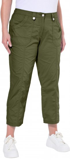Ulla Popken Roll Tab Hem Stretch Cargo Pants Green - Džíny & Kalhoty ve Velkých Velikostech – Plus Size - 
