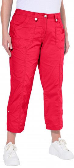 Ulla Popken Roll Tab Hem Stretch Cargo Pants Red - Džíny & Kalhoty ve Velkých Velikostech – Plus Size - 