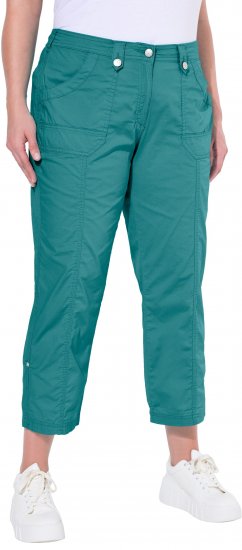 Ulla Popken Roll Tab Hem Stretch Cargo Pants Teal - Džíny & Kalhoty ve Velkých Velikostech – Plus Size - 