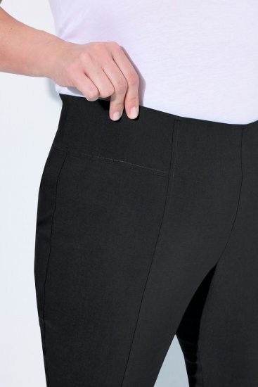 Ulla Popken Bengaline Elastic Waist Stretch Capri Pants Black - Látkové kalhoty - Dámské látkové kalhoty nadměrných velikostí