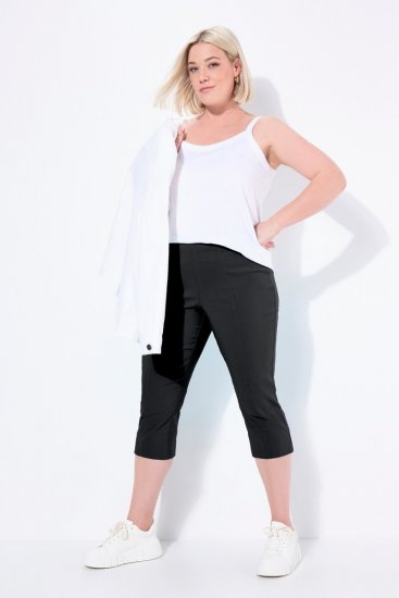 Ulla Popken Bengaline Elastic Waist Stretch Capri Pants Black - Látkové kalhoty - Dámské látkové kalhoty nadměrných velikostí