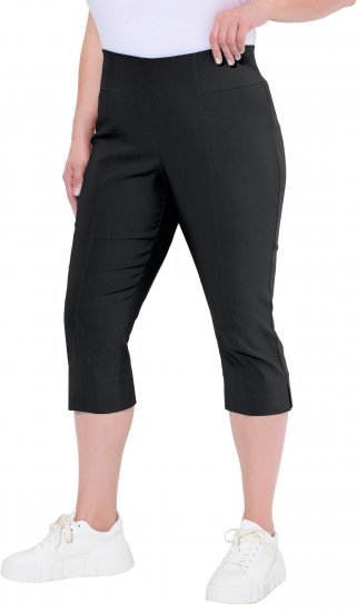 Ulla Popken Bengaline Elastic Waist Stretch Capri Pants Black - Džíny & Kalhoty ve Velkých Velikostech – Plus Size - 