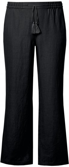 Ulla Popken Drawstring Elastic Waist Mary Fit Linen Pants Black - Džíny & Kalhoty ve Velkých Velikostech – Plus Size - 