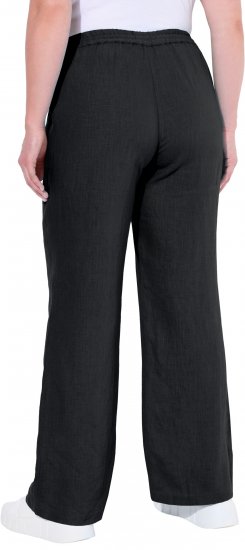 Ulla Popken Drawstring Elastic Waist Mary Fit Linen Pants Black - Džíny & Kalhoty ve Velkých Velikostech – Plus Size - 