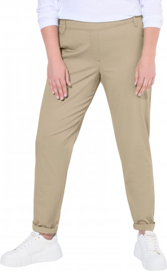 Ulla Popken Chino Elastic Waist Stretch Cotton Pants Brown - Džíny & Kalhoty ve Velkých Velikostech – Plus Size - 