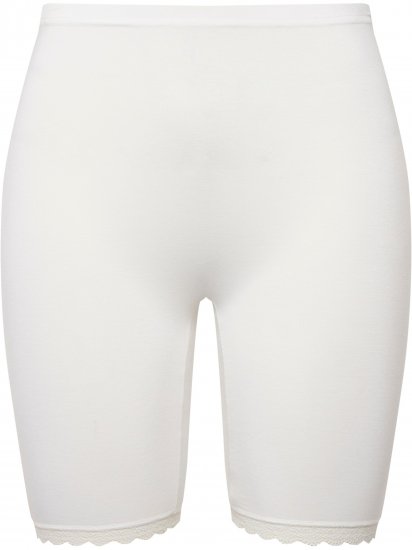 Ulla Popken Lace Hem Stretch Viscose Knit Bicycle Length Lounge Shorts White - Džíny & Kalhoty ve Velkých Velikostech – Plus Size - 