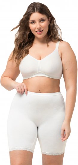 Ulla Popken Lace Hem Stretch Viscose Knit Bicycle Length Lounge Shorts White - Džíny & Kalhoty ve Velkých Velikostech – Plus Size - 
