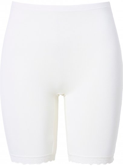Ulla Popken Lace Hem Stretch Viscose Knit Bicycle Length Lounge Shorts White - Džíny & Kalhoty ve Velkých Velikostech – Plus Size - 