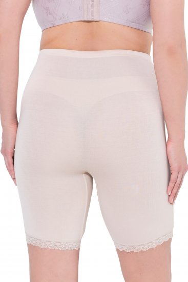 Ulla Popken Lace Hem Stretch Viscose Knit Bicycle Length Lounge Shorts Beige - Džíny & Kalhoty ve Velkých Velikostech – Plus Size - 