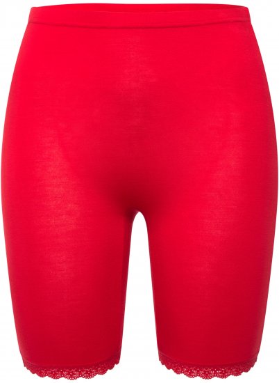 Ulla Popken Lace Hem Stretch Viscose Knit Bicycle Length Lounge Shorts Red - Džíny & Kalhoty ve Velkých Velikostech – Plus Size - 