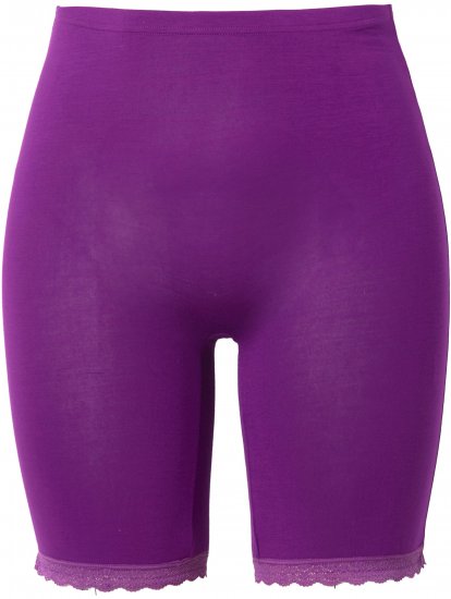 Ulla Popken Lace Hem Stretch Viscose Knit Bicycle Length Lounge Shorts Purple - Džíny & Kalhoty ve Velkých Velikostech – Plus Size - 