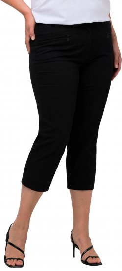 Ulla Popken Mony Stretch Capri Pants Black - Džíny & Kalhoty ve Velkých Velikostech – Plus Size - 