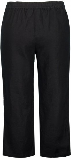 Ulla Popken Cool Linen Elastic Waist Capri Pants Black - Džíny & Kalhoty ve Velkých Velikostech – Plus Size - 