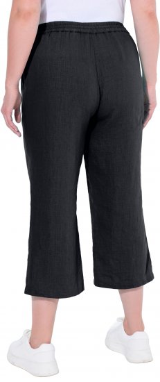 Ulla Popken Cool Linen Elastic Waist Capri Pants Black - Džíny & Kalhoty ve Velkých Velikostech – Plus Size - 