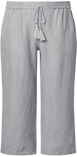 Ulla Popken Cool Linen Elastic Waist Capri Pants Light Grey Melange - Džíny & Kalhoty ve Velkých Velikostech – Plus Size - 