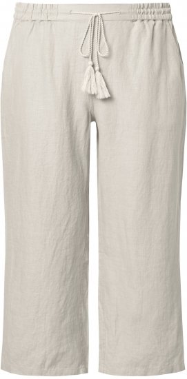 Ulla Popken Cool Linen Elastic Waist Capri Pants Brown - Džíny & Kalhoty ve Velkých Velikostech – Plus Size - 