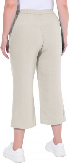 Ulla Popken Cool Linen Elastic Waist Capri Pants Brown - Džíny & Kalhoty ve Velkých Velikostech – Plus Size - 