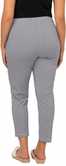 Ulla Popken Check Bengaline Slim Leg Sienna Fit Stretch Crop Pants Black - Džíny & Kalhoty ve Velkých Velikostech – Plus Size - 