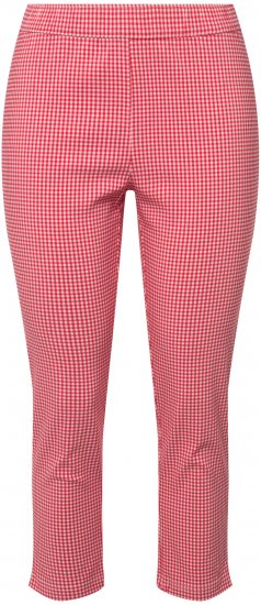 Ulla Popken Check Bengaline Slim Leg Sienna Fit Stretch Crop Pants Light Pink - Džíny & Kalhoty ve Velkých Velikostech – Plus Size - 