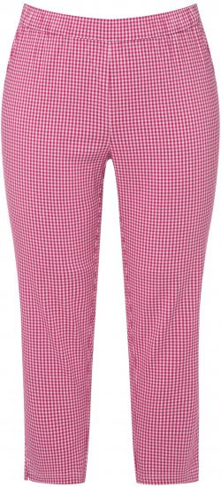 Ulla Popken Check Bengaline Slim Leg Sienna Fit Stretch Crop Pants Pale Lilac - Džíny & Kalhoty ve Velkých Velikostech – Plus Size - 
