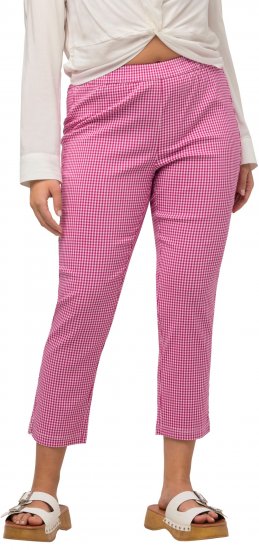 Ulla Popken Check Bengaline Slim Leg Sienna Fit Stretch Crop Pants Pale Lilac - Džíny & Kalhoty ve Velkých Velikostech – Plus Size - 