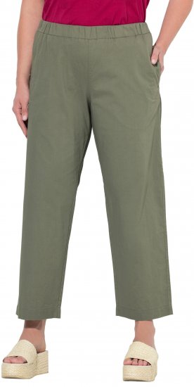Ulla Popken Wide Leg Ruby Fit Stretch Chino Pants Green - Džíny & Kalhoty ve Velkých Velikostech – Plus Size - 