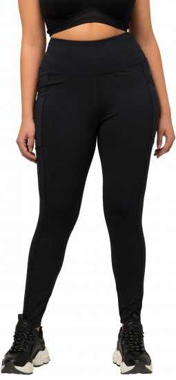 Ulla Popken High Waist Quick Dry Recycled Stretch Leggings Black - Džíny & Kalhoty ve Velkých Velikostech – Plus Size - 