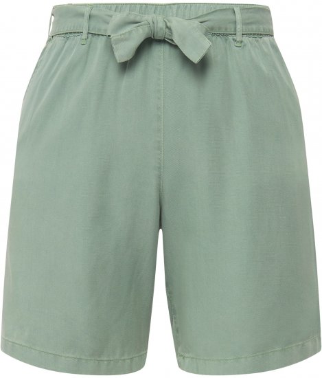 Ulla Popken Tie Belt Lyocell Shorts Moss Green - Džíny & Kalhoty ve Velkých Velikostech – Plus Size - 
